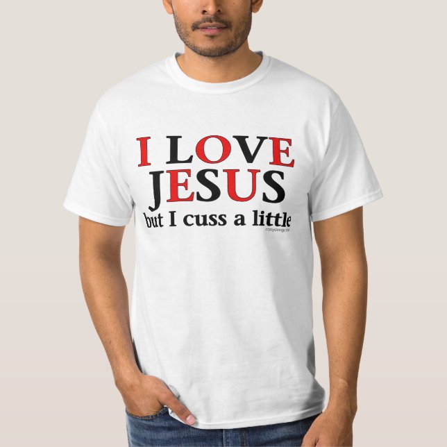 T-shirt J'aime Jésus [mais moi jurent] (Devant)