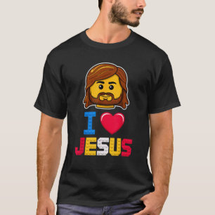 T-shirt J'aime Jésus Maître Constructeur Briques Blocs de