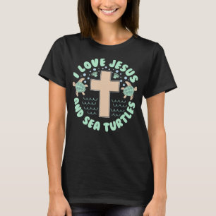 T-shirt J'aime Jésus & Tortues de mer Foi chrétienne Croix