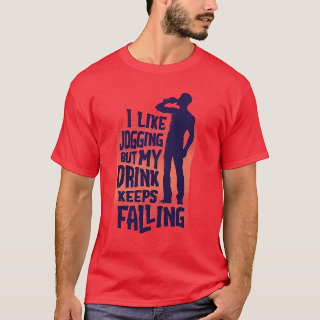 T-shirt J'Aime JOGGING Mais ma BIÈRE continue à tomber drô (Devant)