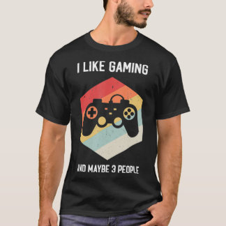 T-shirt J'aime jouer et peut-être 3 personnes Jeu amusant