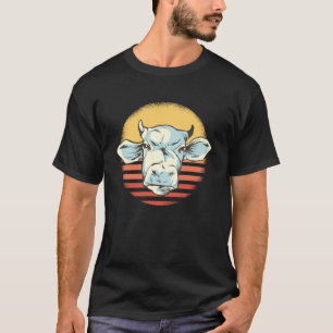 T-shirt J'AIME JUSTE Les Vaches Rétro Rayé Coucher de sole