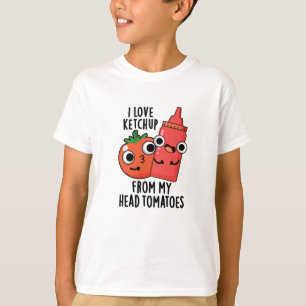 T-shirt J'Aime Ketchup De Ma Tête Tomates Pun Alimentaire