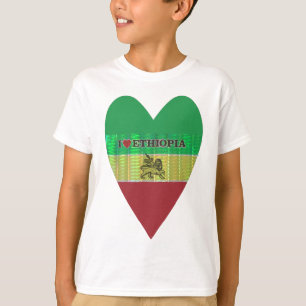 T-shirt J'aime la belle Éthiopie drapeau national couleur 
