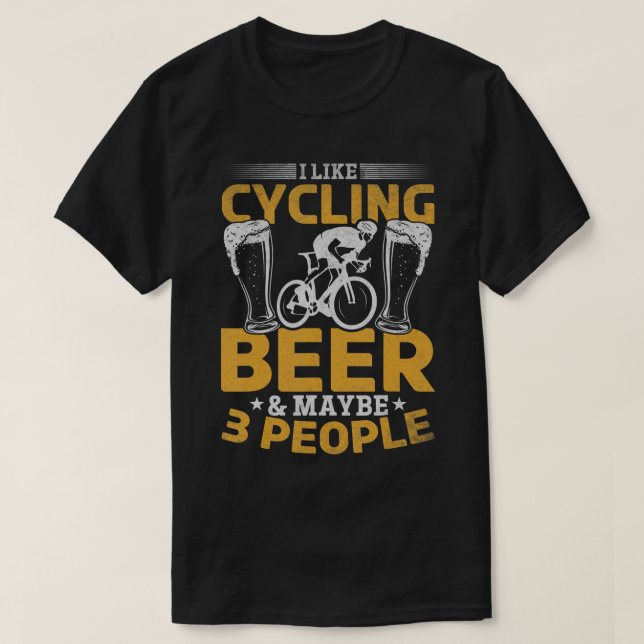 T-shirt J'Aime La Bière À Cyclisme Et Peut-Être 3 Personne (Design devant)