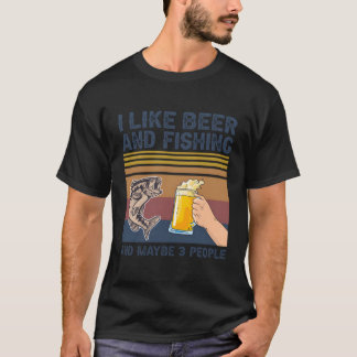 T-shirt J'Aime La Bière Et La Pêche Et Peut-Être 3 Personn