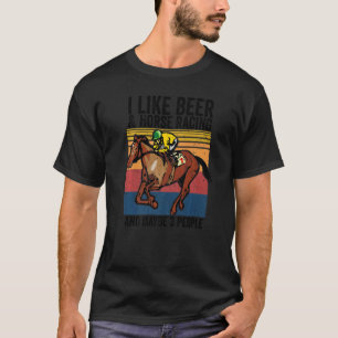 T-shirt J'aime la bière et les courses de chevaux Jour de 