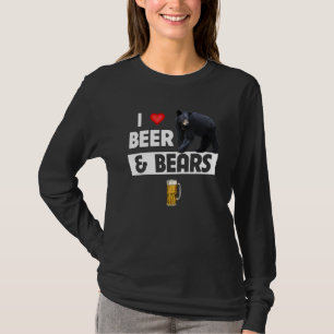 T-shirt J'aime la bière et les ours  Boire Camping Faune A
