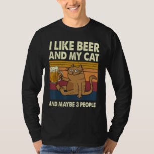 T-shirt J'Aime La Bière Et Mon Chat Et Peut-Être 3 Personn