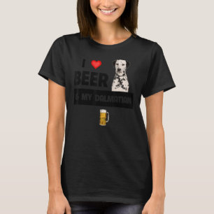T-shirt J'Aime La Bière Et Mon Dalmatien Maman Papa Chien