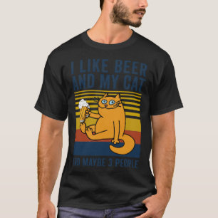 T-shirt J'aime la bière Mon chat et peut-être 3 personnes
