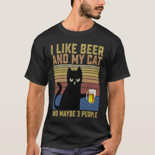 T-shirt J'Aime La Bière Mon Chat & Peut-être 3 Personnes