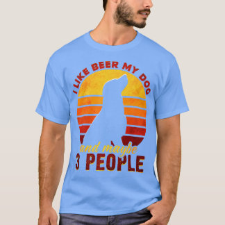 T-shirt J'aime la bière mon chien et peut-être 3 personnes