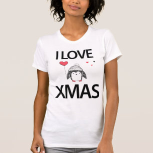 T-shirt J'Aime La Chemise De Noël Au Coeur Rouge