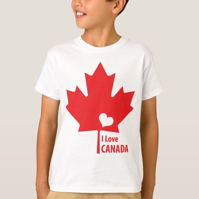 T-shirt J'aime la feuille d'érable du Canada (Devant)