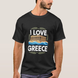 T-shirt J'aime la Grèce Parthénon Vagues de Mer Voyage