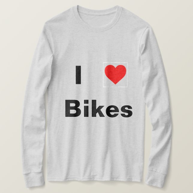 T-shirt J'aime la longue chemise de douille de vélos (Design devant)