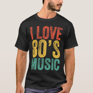 T-shirt J'aime la musique des années 80  Costume rétro vin