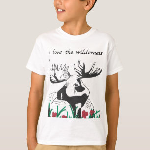 T-shirt J'aime la nature de l'orignal Fleur sauvage rustiq