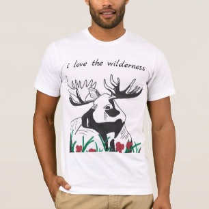 T-shirt J'aime la nature de l'orignal Fleur sauvage rustiq
