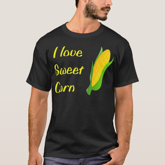 T-shirt J'aime la nourriture amusante de maïs doux (Devant)