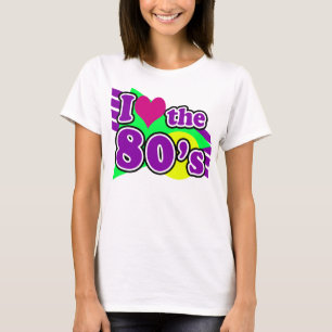 T-shirt J'aime la partie au néon géométrique d'années 