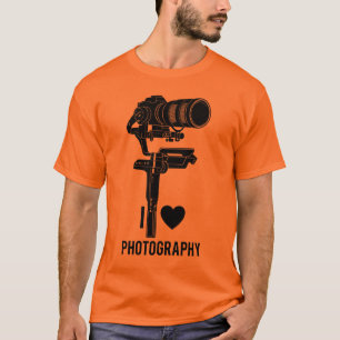 T-shirt J'aime la photographie silhouette d'appareil graph