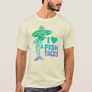 T-shirt J'aime la pièce en t de tacos de poissons