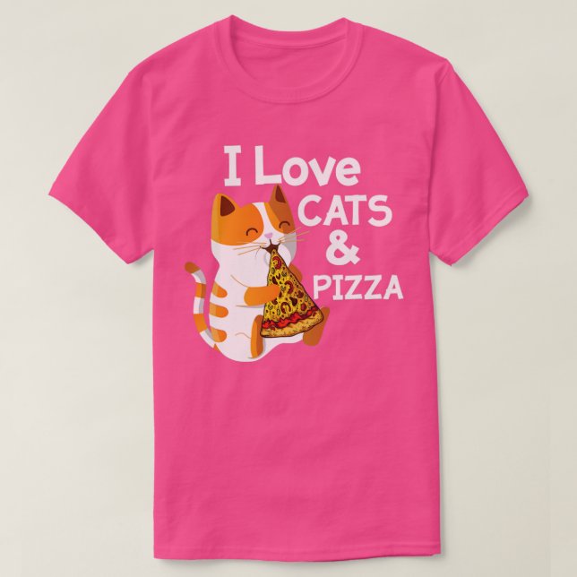 T-shirt J'Aime La Pizza Et Les Chats Drôle Chat (Design devant)