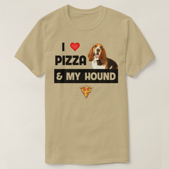 T-shirt J'Aime La Pizza Et Mon Bassett Hound Chasse Chien  (Design devant)