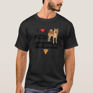 T-shirt J'Aime La Pizza Et Mon Chien Shiba Inu Pepperoni F