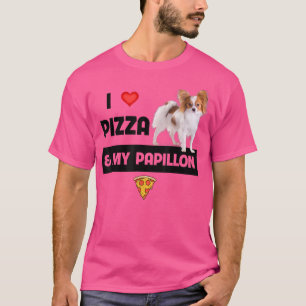 T-shirt J'Aime La Pizza Et Mon Papillon Chien Pepperoni Fr