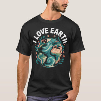 T-shirt J'aime la planète Terre Nature