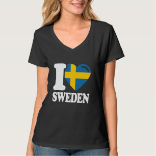 T-shirt J'aime la Suède pays d'origine drapeau suédois Suè
