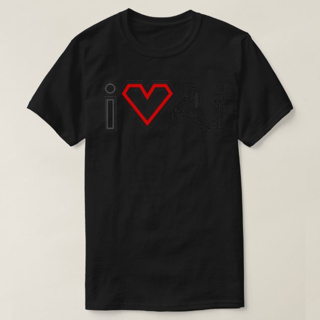 T-shirt J'aime la technologie de l'intelligence artificiel (Design devant)