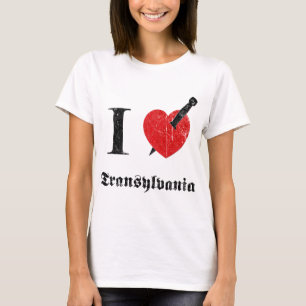 T-shirt J'aime la Transylvanie (la police érodée par noir)