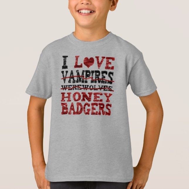 T-shirt J'aime le blaireau de miel de loups-garou de (Devant)