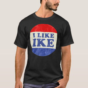 T-shirt J'Aime Le Bouton Politique Ike Vintage Distressed 