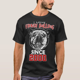 T-shirt J'aime le bulldog français depuis 2000