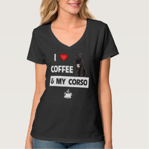 T-shirt J'Aime Le Café Et Ma Canne Corso Maman Papa Pet Pa