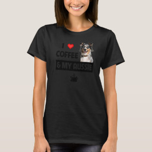 T-shirt J'Aime Le Café Et Mon Chien Australien Aussie Shep