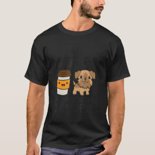 T-shirt J'aime le café, mon Griffon de Bruxelles et peut-ê
