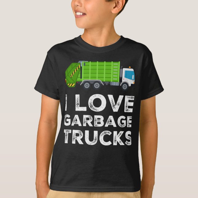 T-shirt J'Aime Le Camion À Déchets Pour Enfants Toddler Lo (Devant)