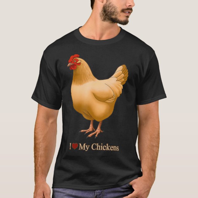 T-shirt J'Aime Le Coeur Mes Poulets Buff Orpington Hen (Devant)