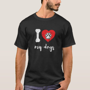 T-shirt J'Aime Le Coeur Mon Chien Fier Amoureux des animau