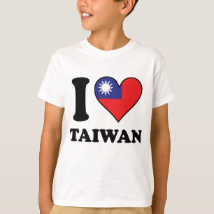 T-shirt J'aime le coeur taiwanais de drapeau de Taïwan