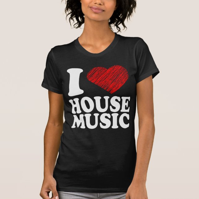 T-shirt J'aime le cool d'art de coeur de musique de (Devant)