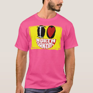 T-shirt J'Aime Le Dakota Du Nord Souriant Joyeux Visage