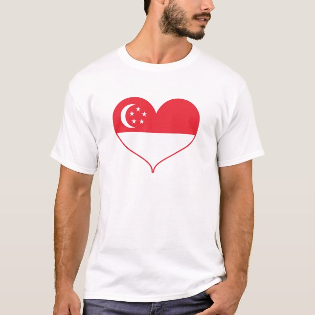 T-shirt J'aime le drapeau de Singapour (Devant)