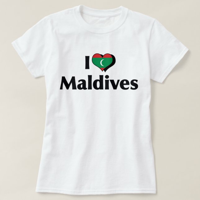 T-shirt J'aime le drapeau des Maldives (Design devant)